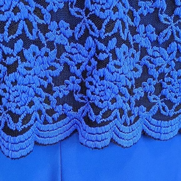 Cartise Elegant Blue Lace Overlay Midi Dress Womens Size 12 - Picture 7 of 10